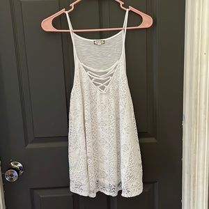 White Lacy low cut detailed cami.